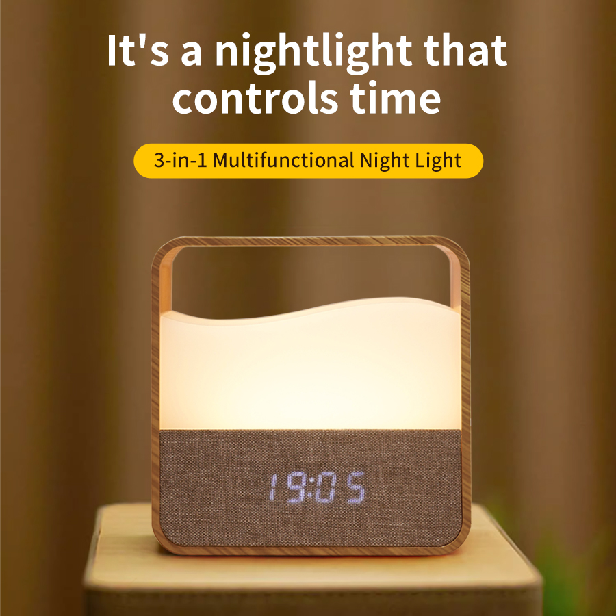 Desk Lamp - LED Night Light with Clock Digital
