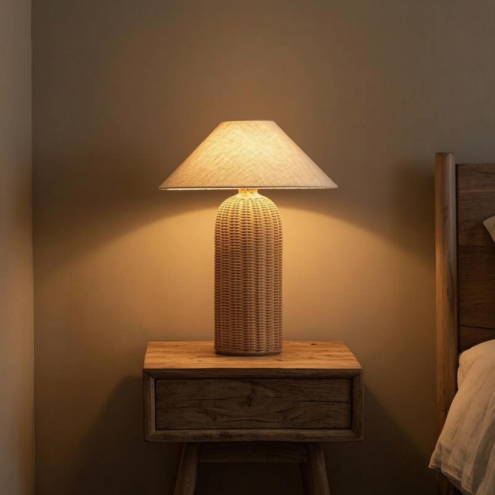 Bedside Lamp Rattan Base Fabri - огляд і ціна Desk Lamp