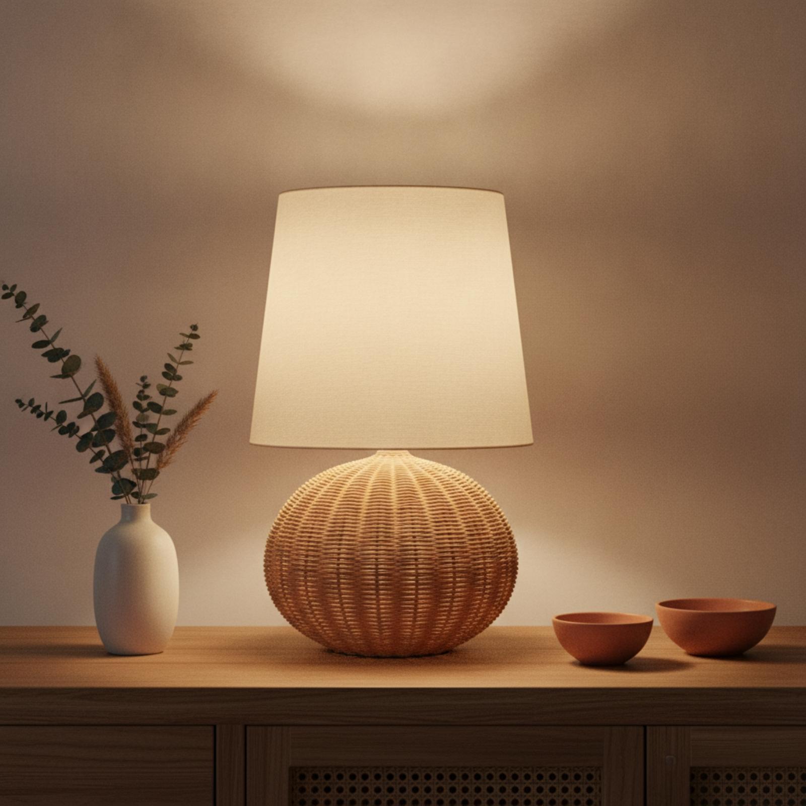 Bedside Lamp Rattan Base Fabri - огляд і ціна Desk Lamp