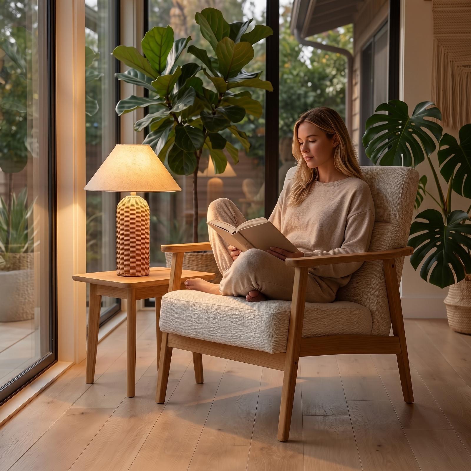 Bedside Lamp Rattan Base Fabri - огляд і ціна Desk Lamp