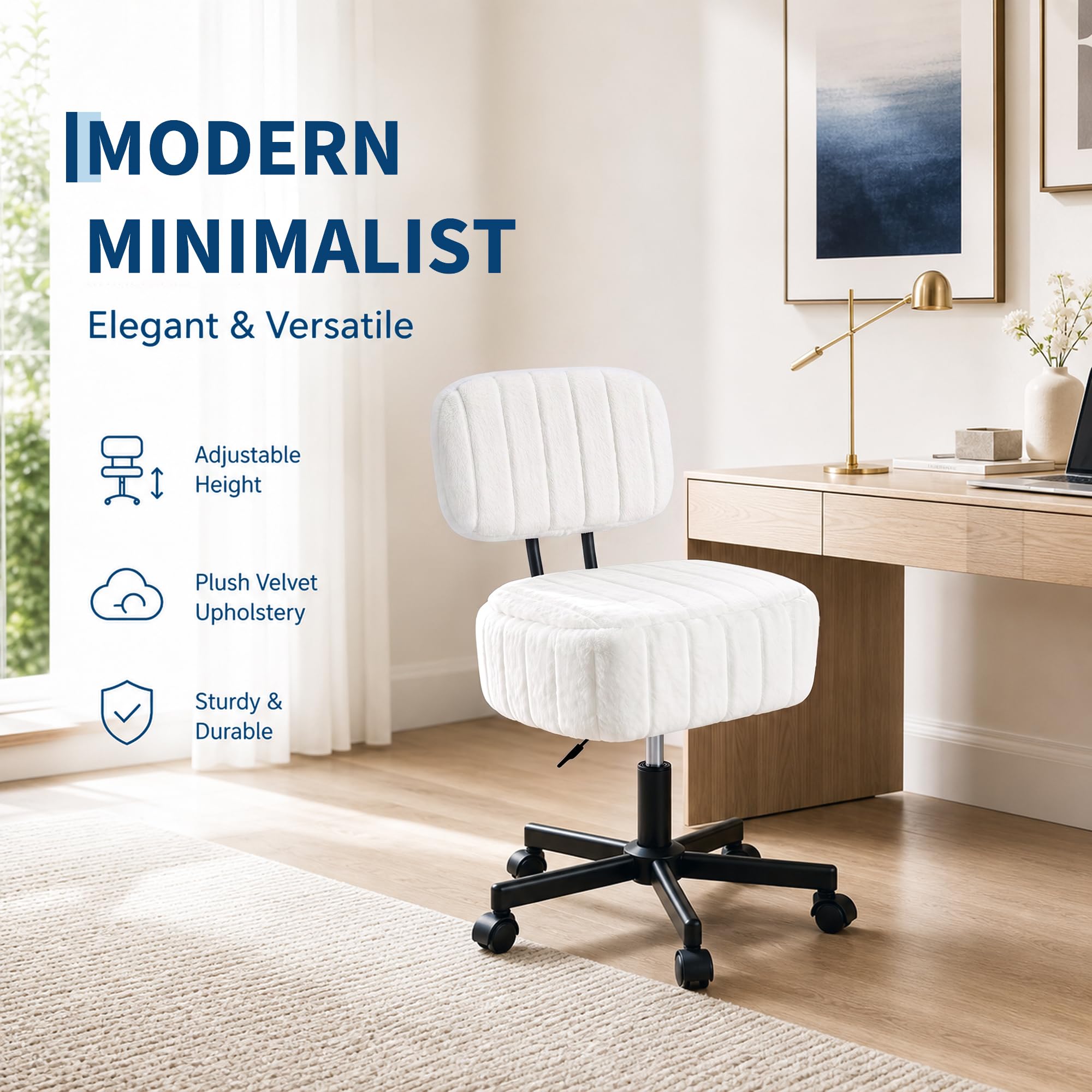 Vanity Chair with Storage, Fau - огляд і ціна Office Stool