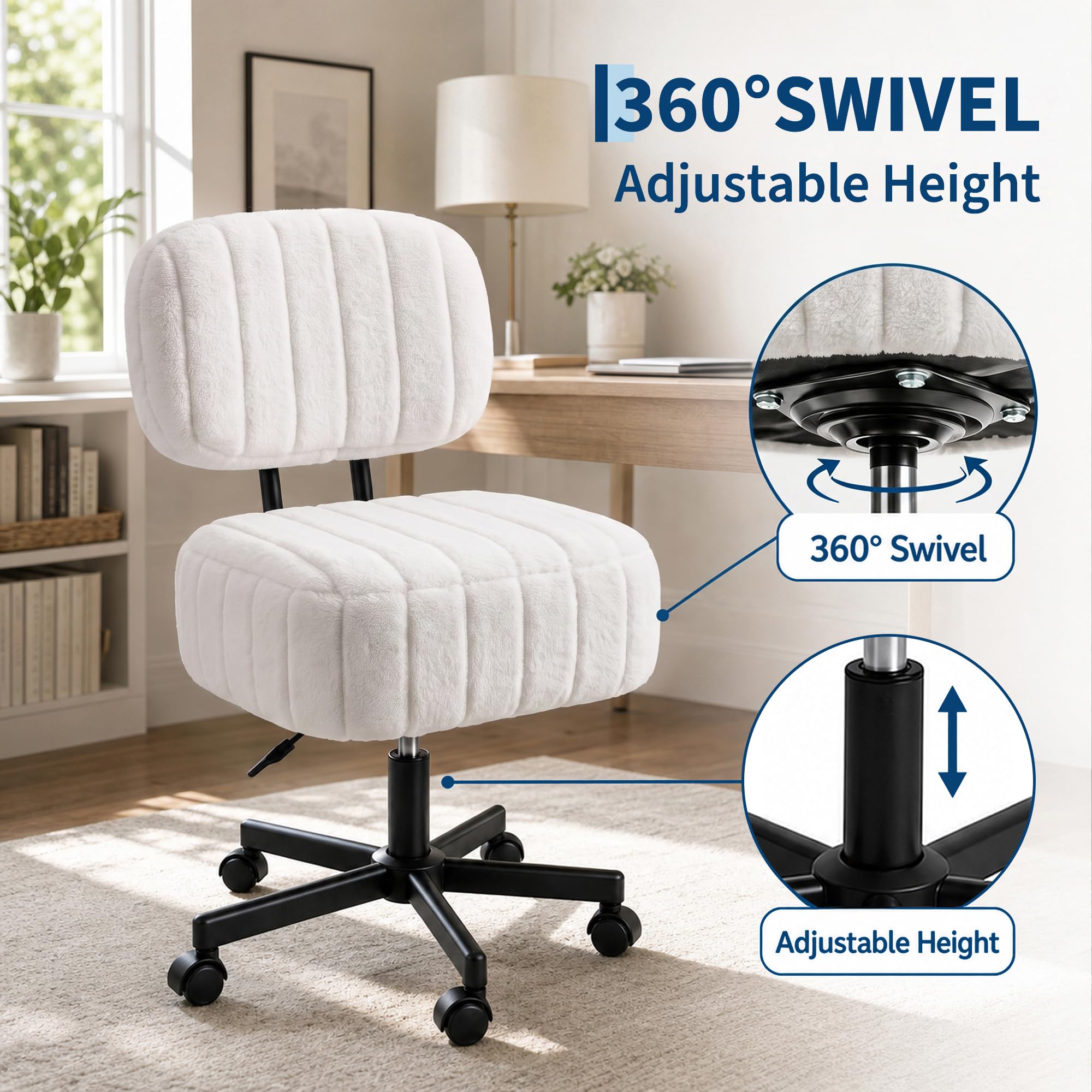 Vanity Chair with Storage, Fau - огляд і ціна Office Stool