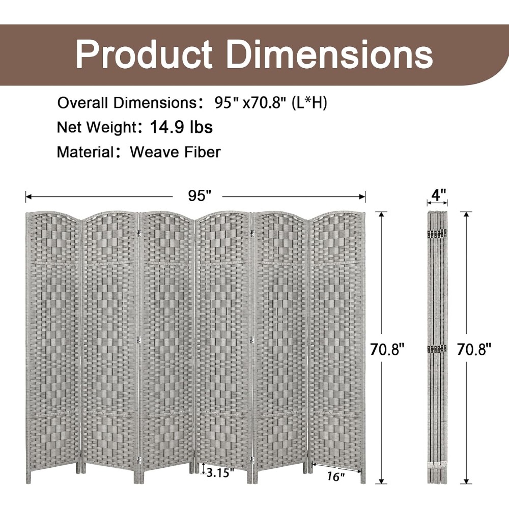 RHF Room Divider Panel, 6-Pane - огляд і ціна Partition Screen Divider